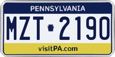 PA license plate MZT2190
