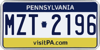 PA license plate MZT2196