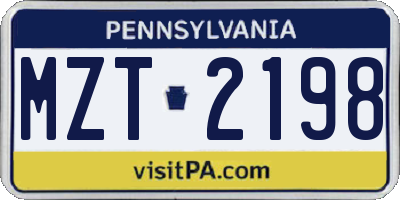 PA license plate MZT2198
