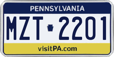 PA license plate MZT2201