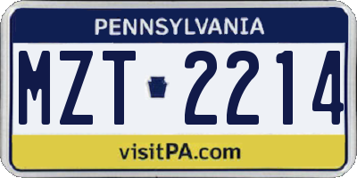 PA license plate MZT2214