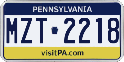 PA license plate MZT2218