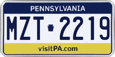 PA license plate MZT2219