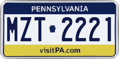 PA license plate MZT2221