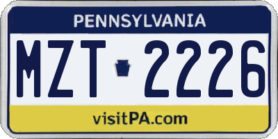 PA license plate MZT2226