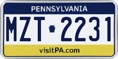 PA license plate MZT2231