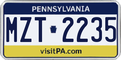 PA license plate MZT2235