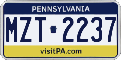 PA license plate MZT2237