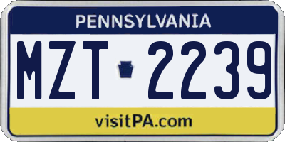 PA license plate MZT2239