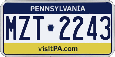 PA license plate MZT2243