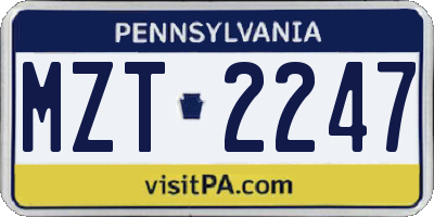 PA license plate MZT2247
