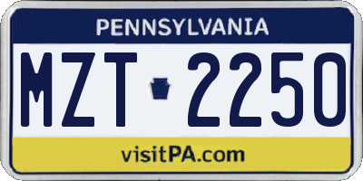 PA license plate MZT2250