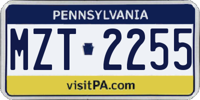 PA license plate MZT2255
