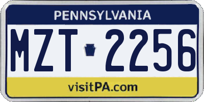 PA license plate MZT2256