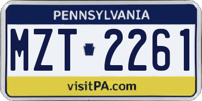 PA license plate MZT2261