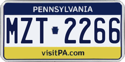 PA license plate MZT2266