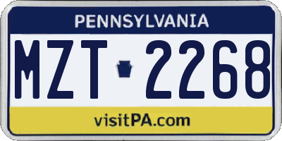 PA license plate MZT2268