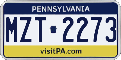 PA license plate MZT2273