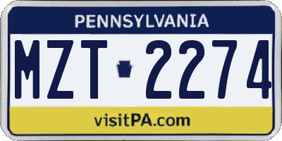PA license plate MZT2274