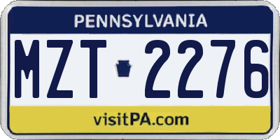 PA license plate MZT2276