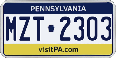 PA license plate MZT2303