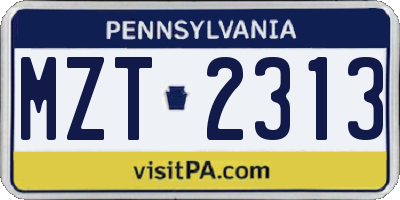 PA license plate MZT2313