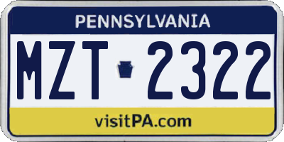 PA license plate MZT2322