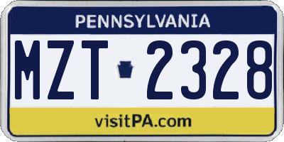 PA license plate MZT2328