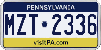 PA license plate MZT2336