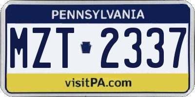 PA license plate MZT2337