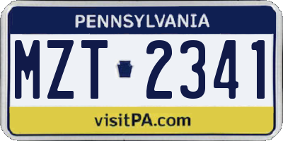 PA license plate MZT2341