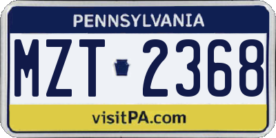 PA license plate MZT2368