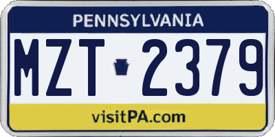 PA license plate MZT2379