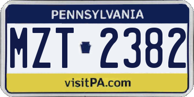 PA license plate MZT2382