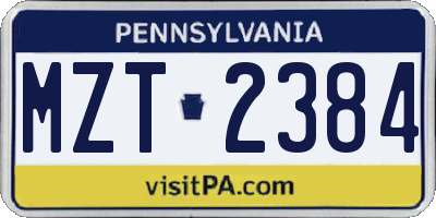 PA license plate MZT2384