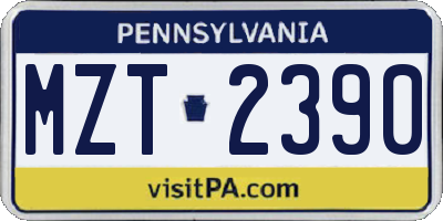 PA license plate MZT2390