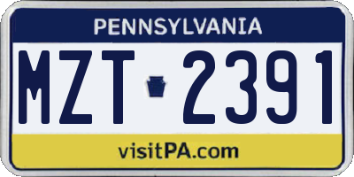 PA license plate MZT2391