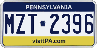 PA license plate MZT2396