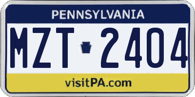 PA license plate MZT2404