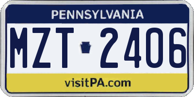 PA license plate MZT2406