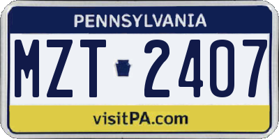 PA license plate MZT2407