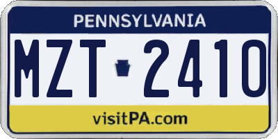 PA license plate MZT2410