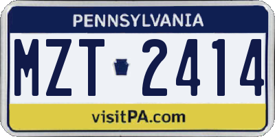 PA license plate MZT2414