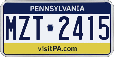 PA license plate MZT2415