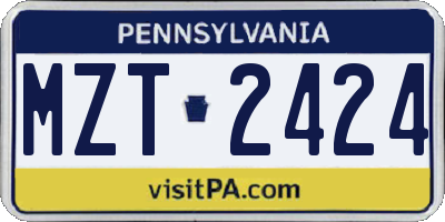 PA license plate MZT2424