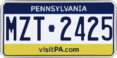 PA license plate MZT2425