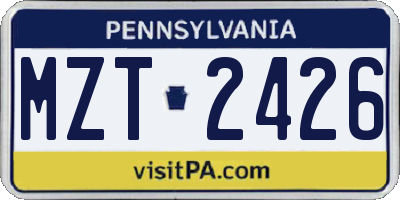 PA license plate MZT2426