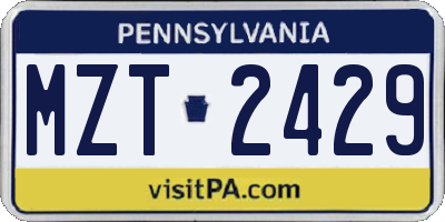 PA license plate MZT2429