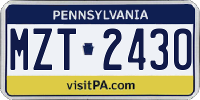 PA license plate MZT2430