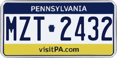 PA license plate MZT2432